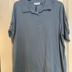 Calvin Klein Women's Light Blue Button Down Shirt